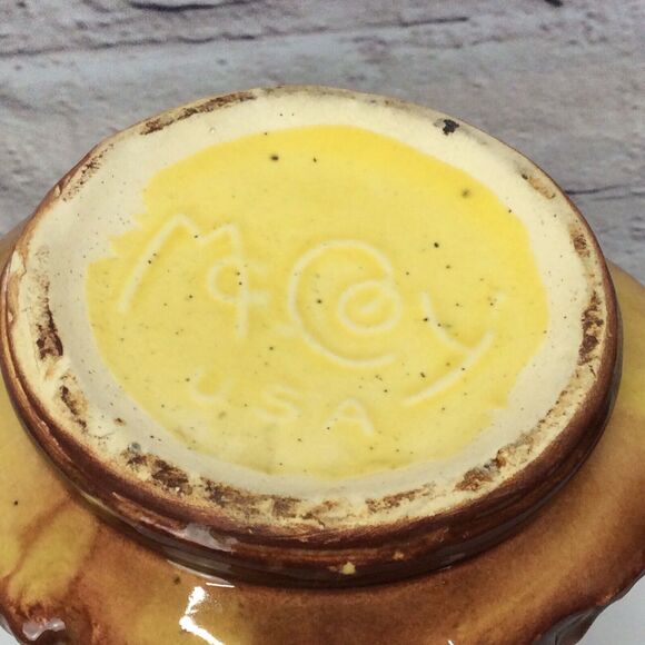 McCoy Pottery Vintage Grapevine Pitcher Vase Yellow Brown 9.5"x6.5" 1950s Decor - Picture 9 of 11